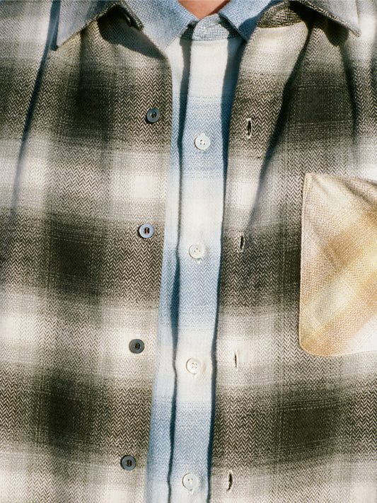 HERRINGBONE OMBRE CHECK SHIRTS