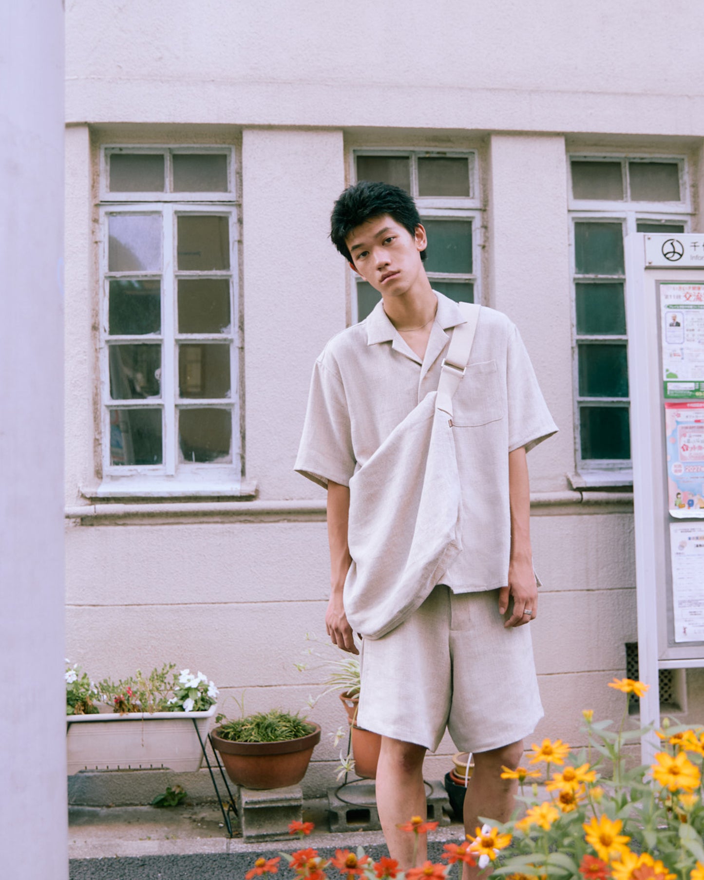 HEAVY LINEN RESORT S/S SHIRT -NATURAL-