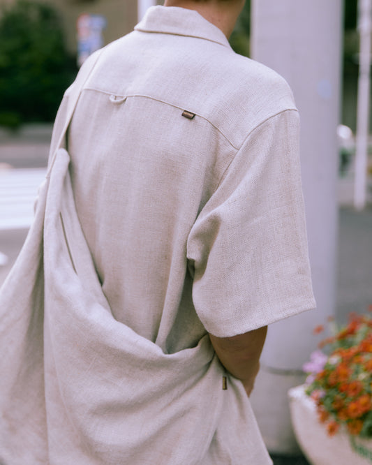 HEAVY LINEN RESORT S/S SHIRT  -NATURAL-