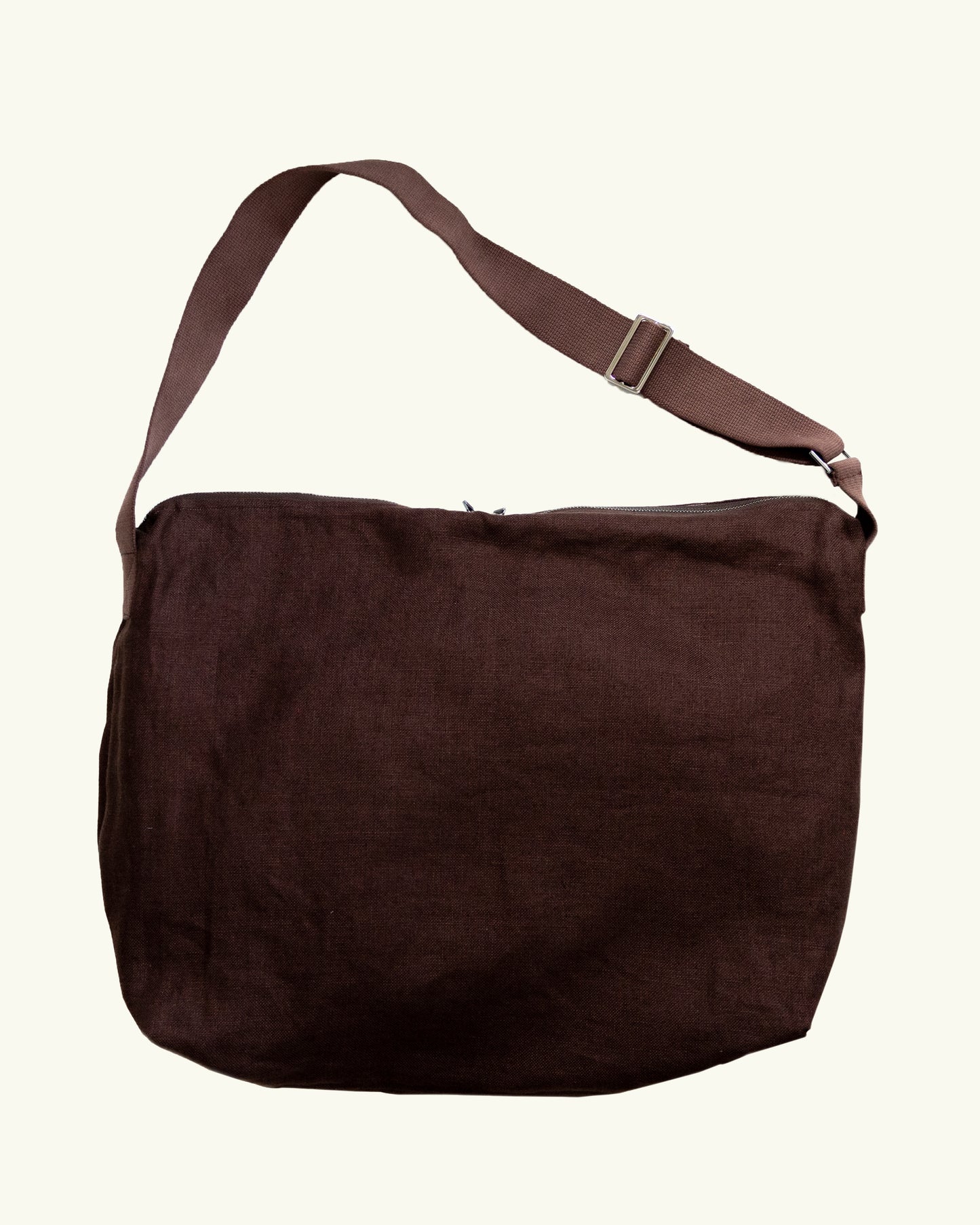 HEAVY LINEN RESORT BAG -BROWN-