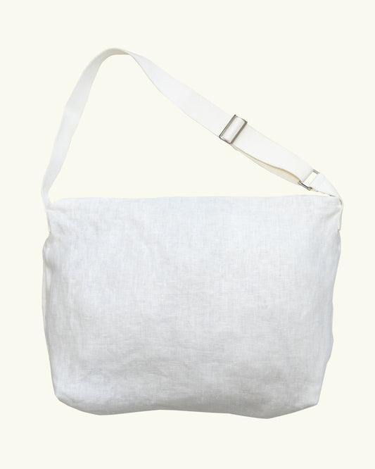 HEAVY LINEN RESORT BAG -WHITE-