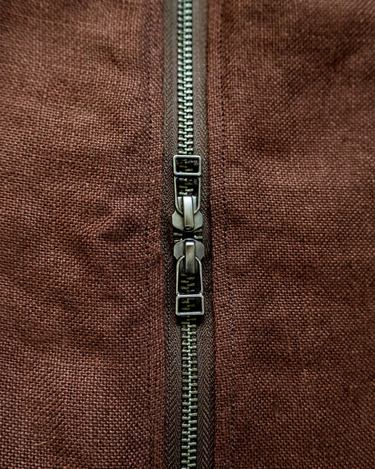 HEAVY LINEN RESORT BAG -BROWN-