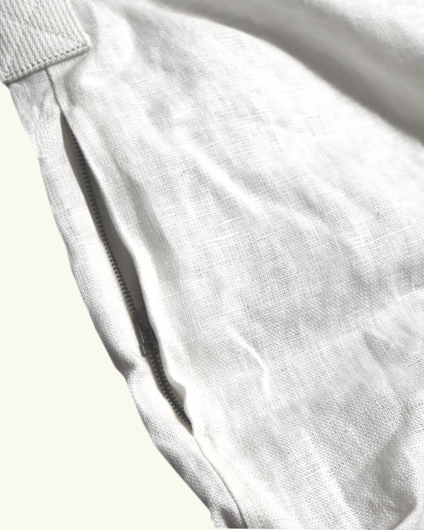 HEAVY LINEN RESORT BAG -WHITE-