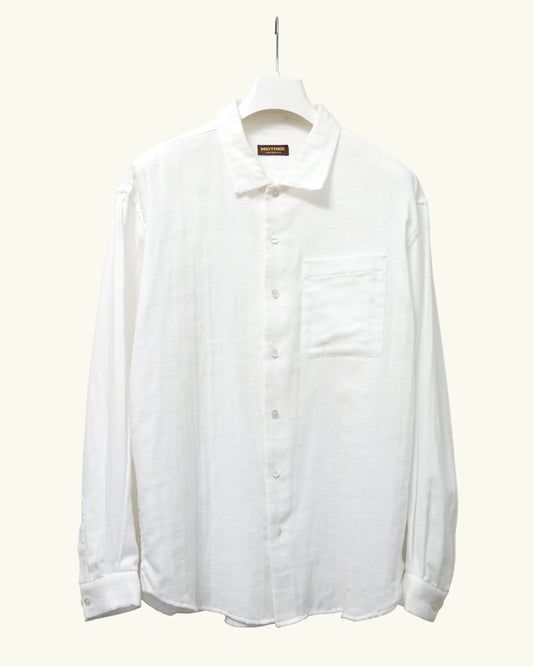 COTTON GAUZE SOFT L/S SHIRT -WHITE-