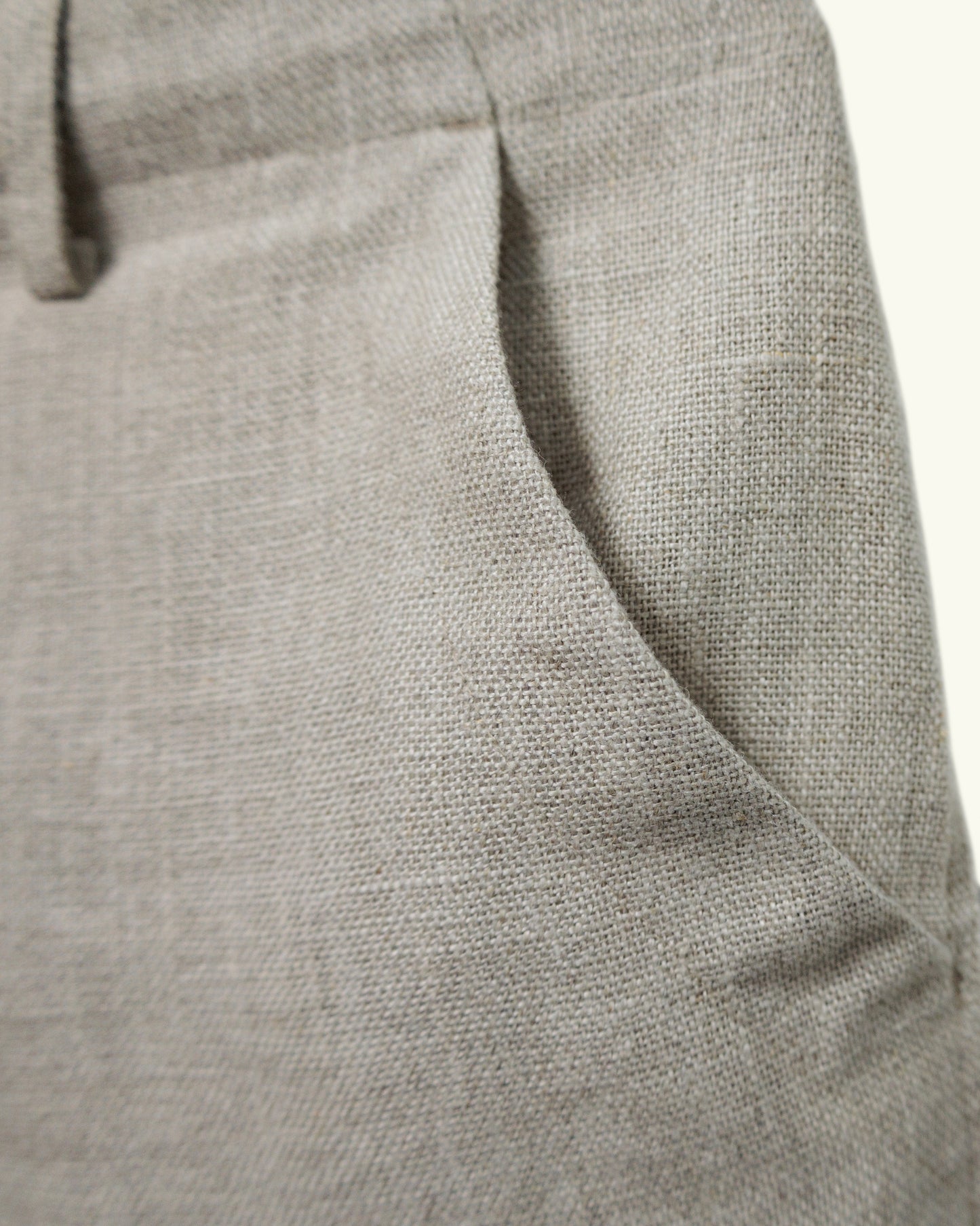 HEAVY LINEN RESORT SHORT PANTS  -NATURAL-
