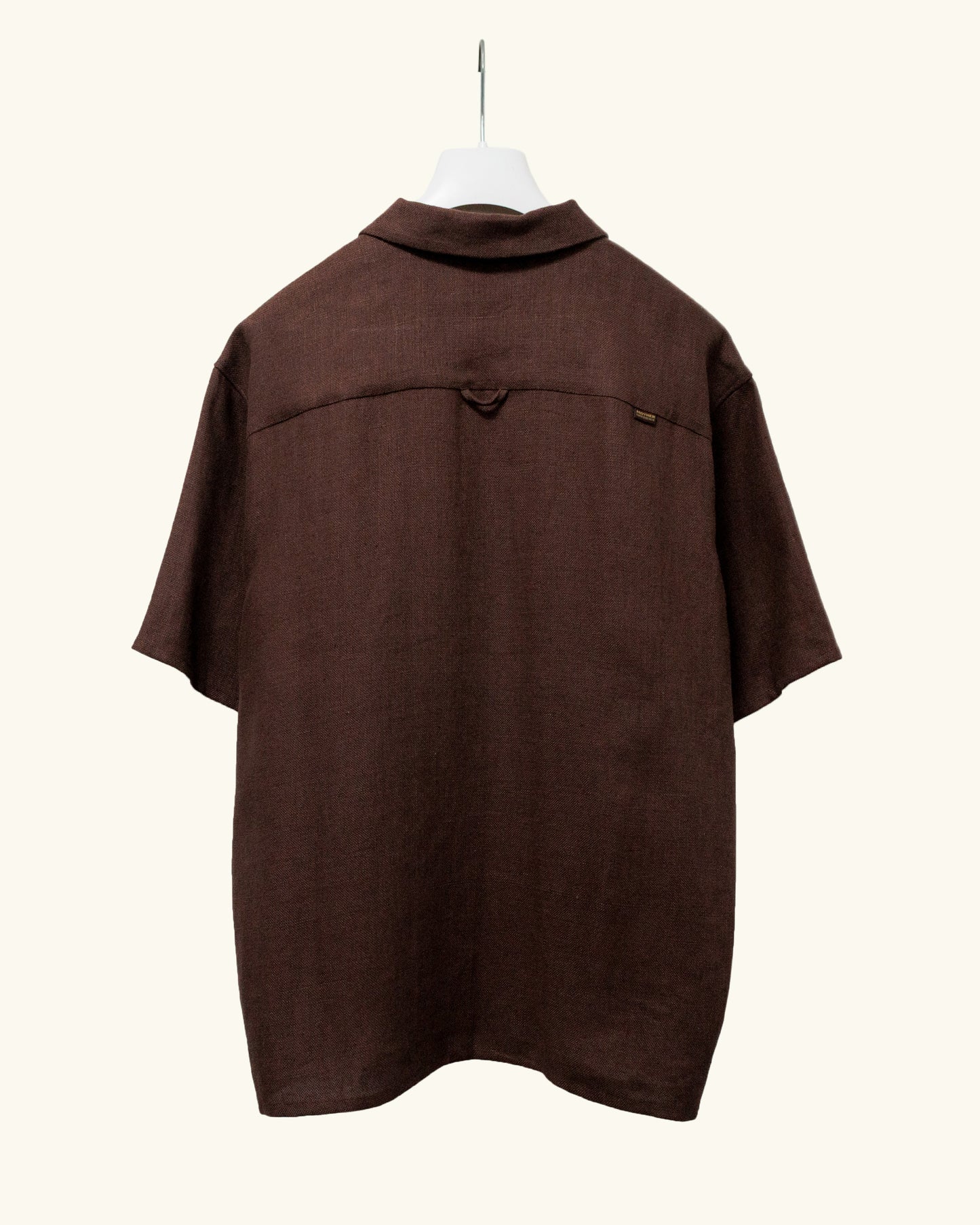 HEAVY LINEN RESORT S/S SHIRT -BROWN-