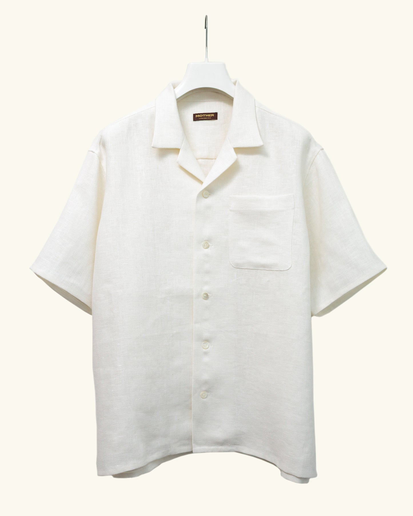 HEAVY LINEN RESORT S/S SHIRT -WHITE-
