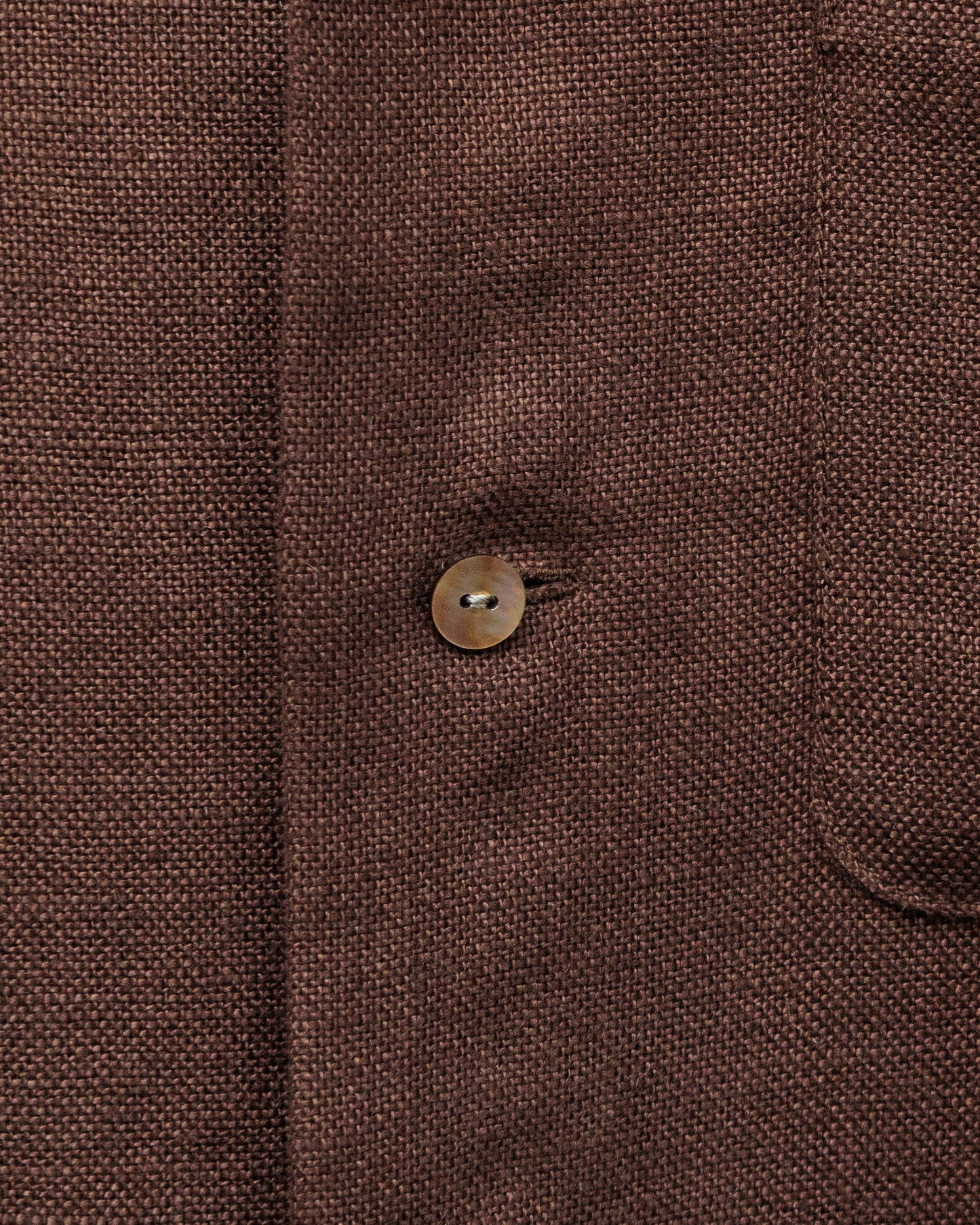 HEAVY LINEN RESORT S/S SHIRT -BROWN-