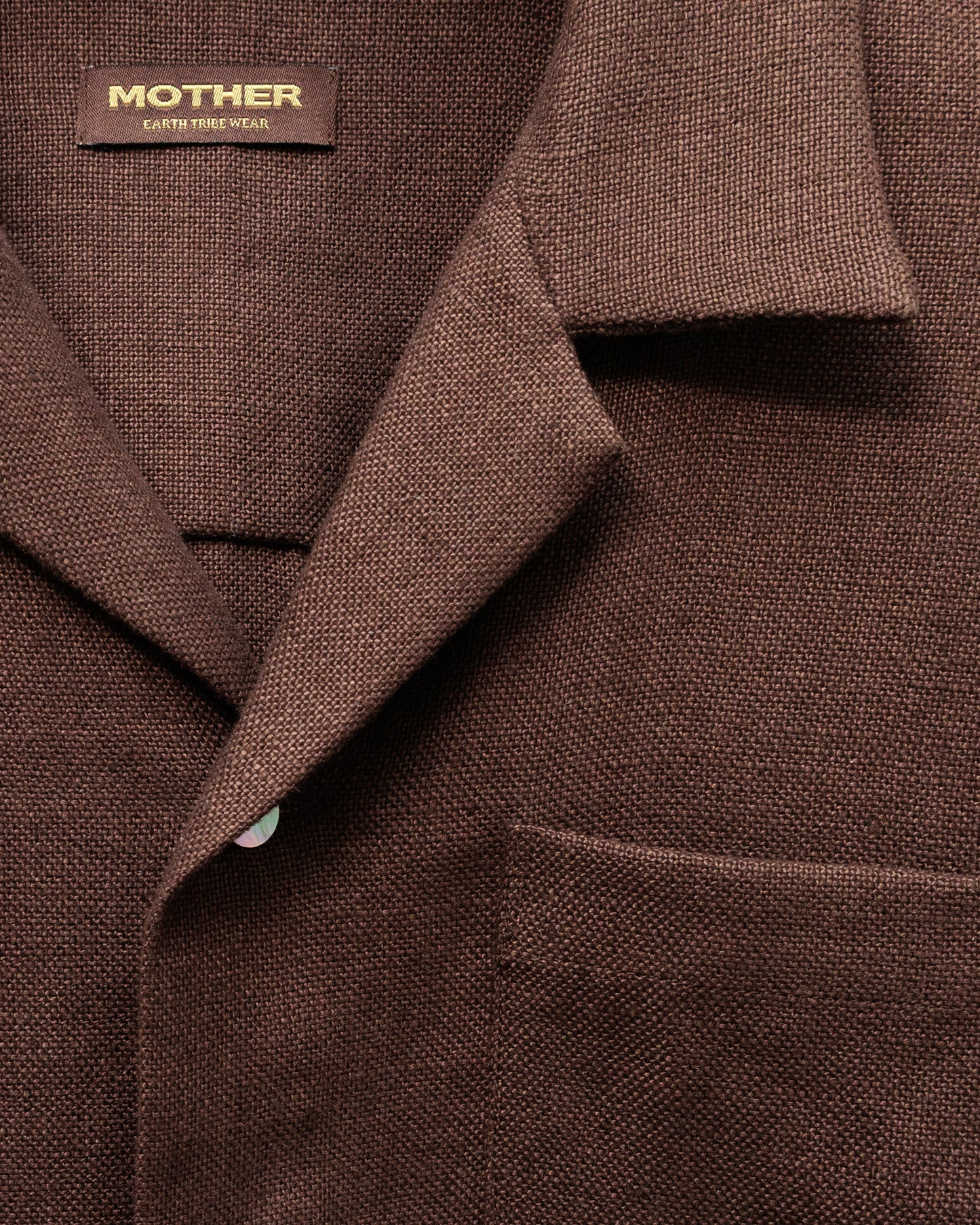 HEAVY LINEN RESORT S/S SHIRT -BROWN-