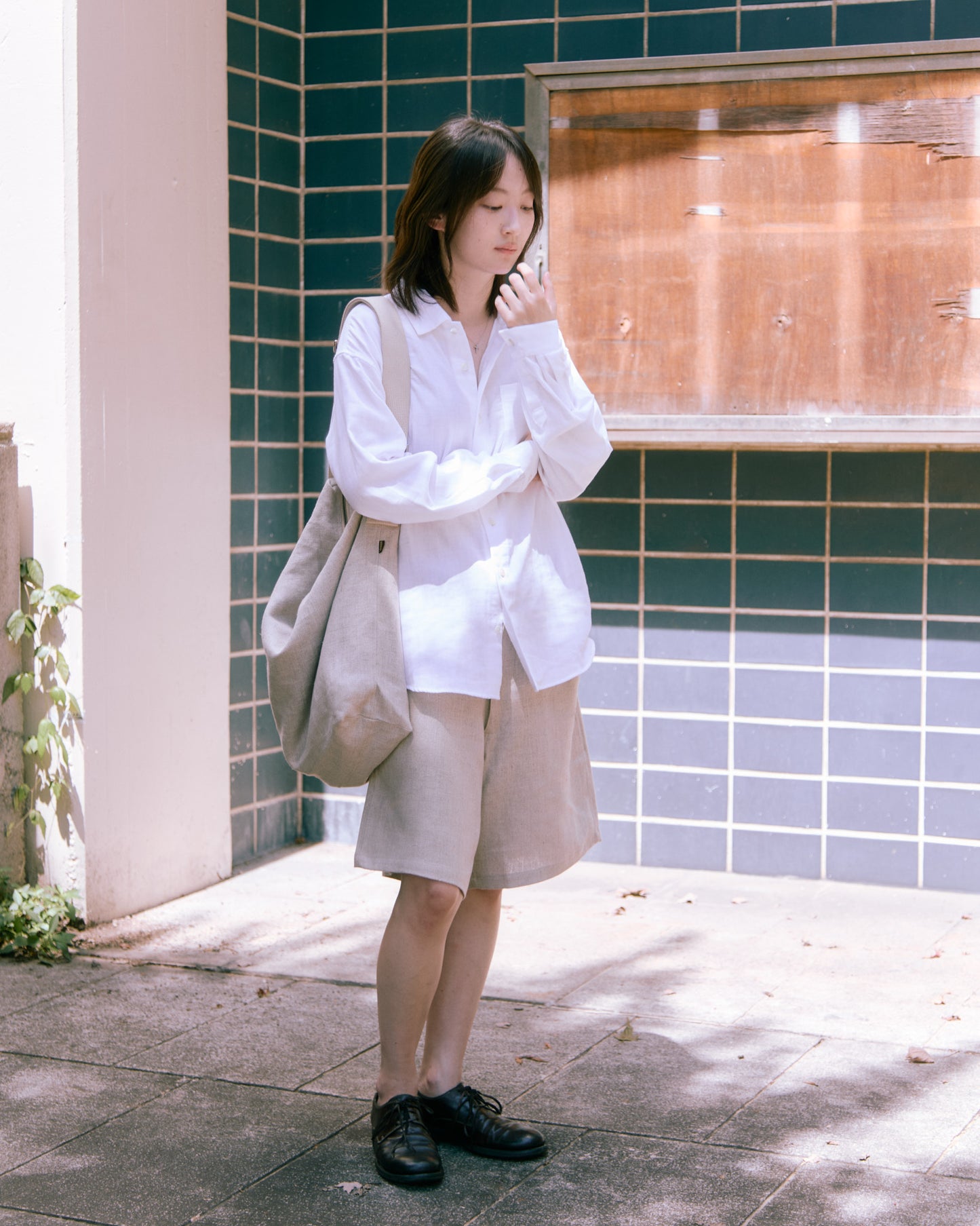 HEAVY LINEN RESORT BAG -NATURAL-