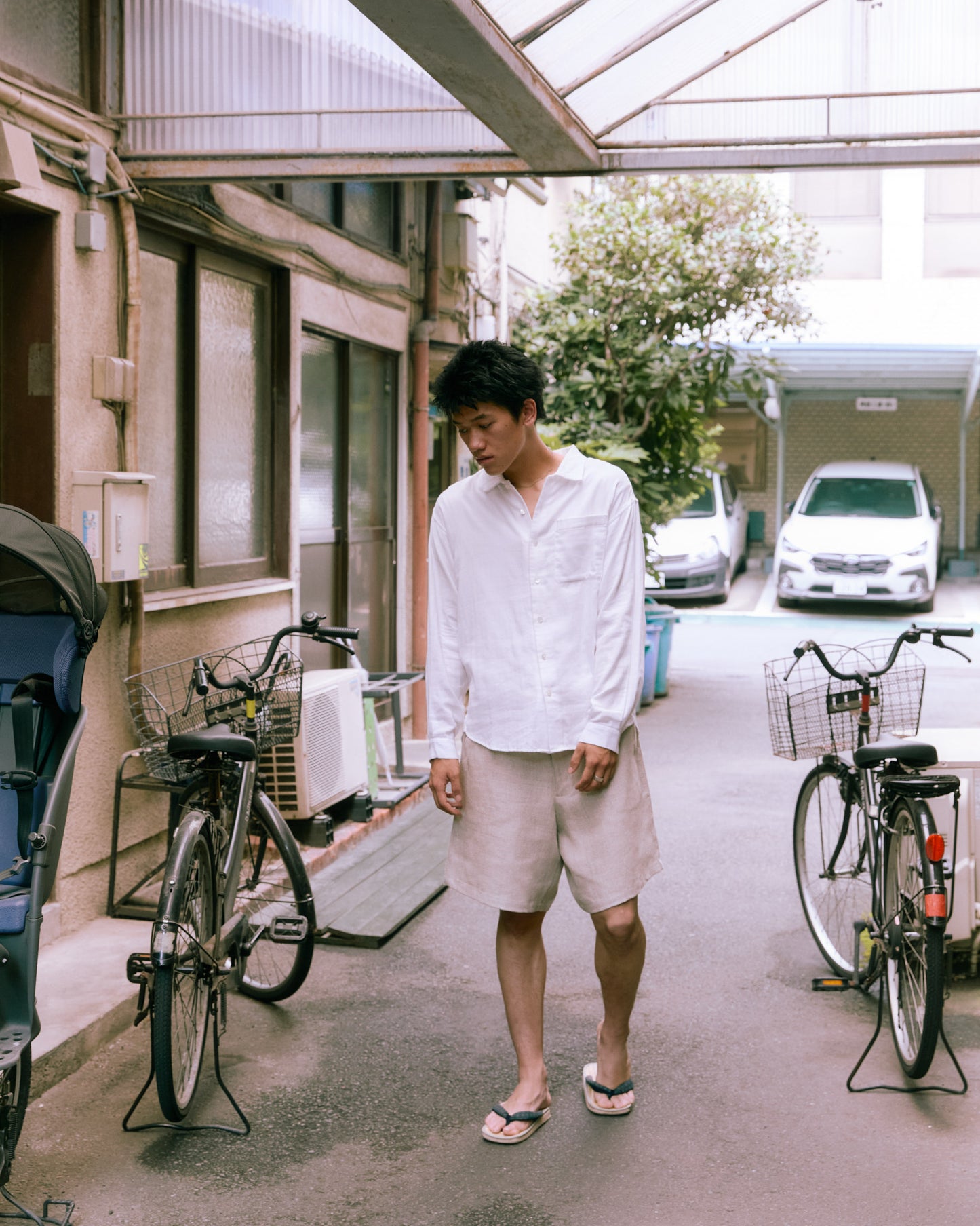 COTTON GAUZE SOFT L/S SHIRT -WHITE-