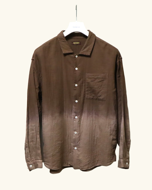 -EXCLUSIVE- COTTON GAUZE SOFT L/S SHIRT -BROWN GRADIENT-
