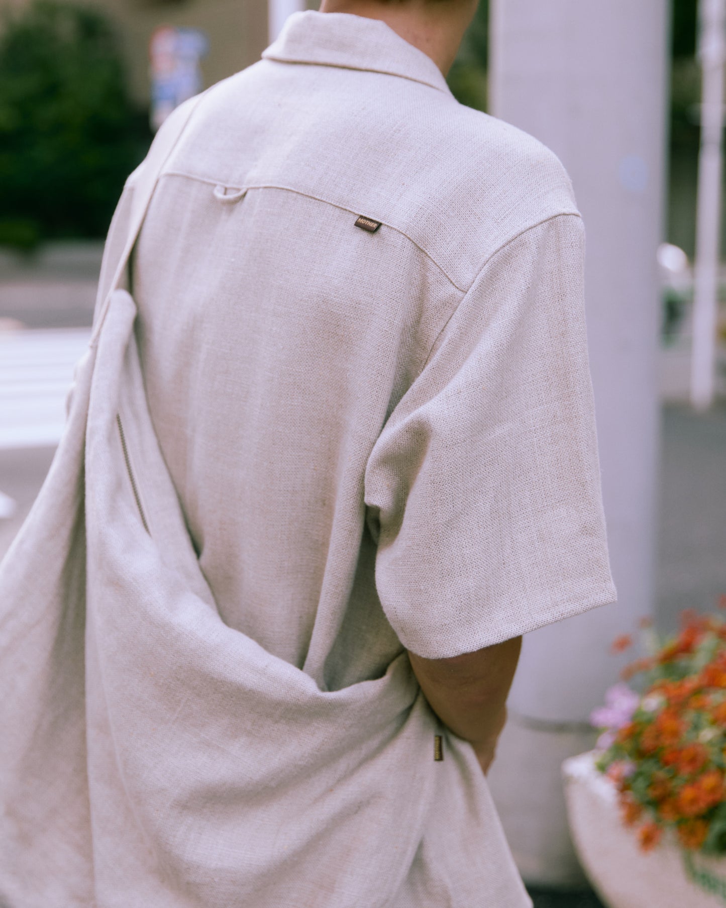 HEAVY LINEN RESORT BAG -NATURAL-