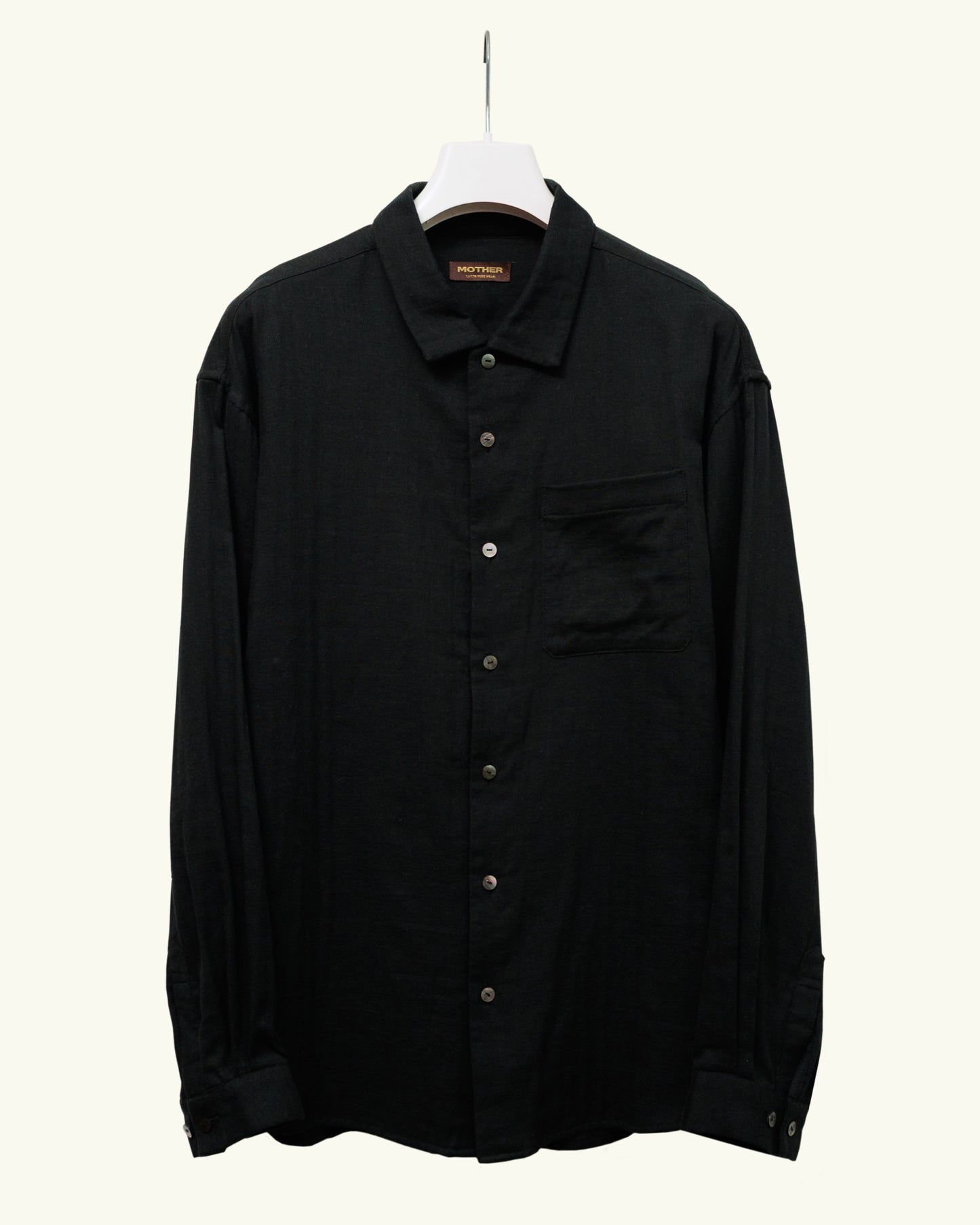COTTON GAUZE SOFT L/S SHIRT -BLACK-