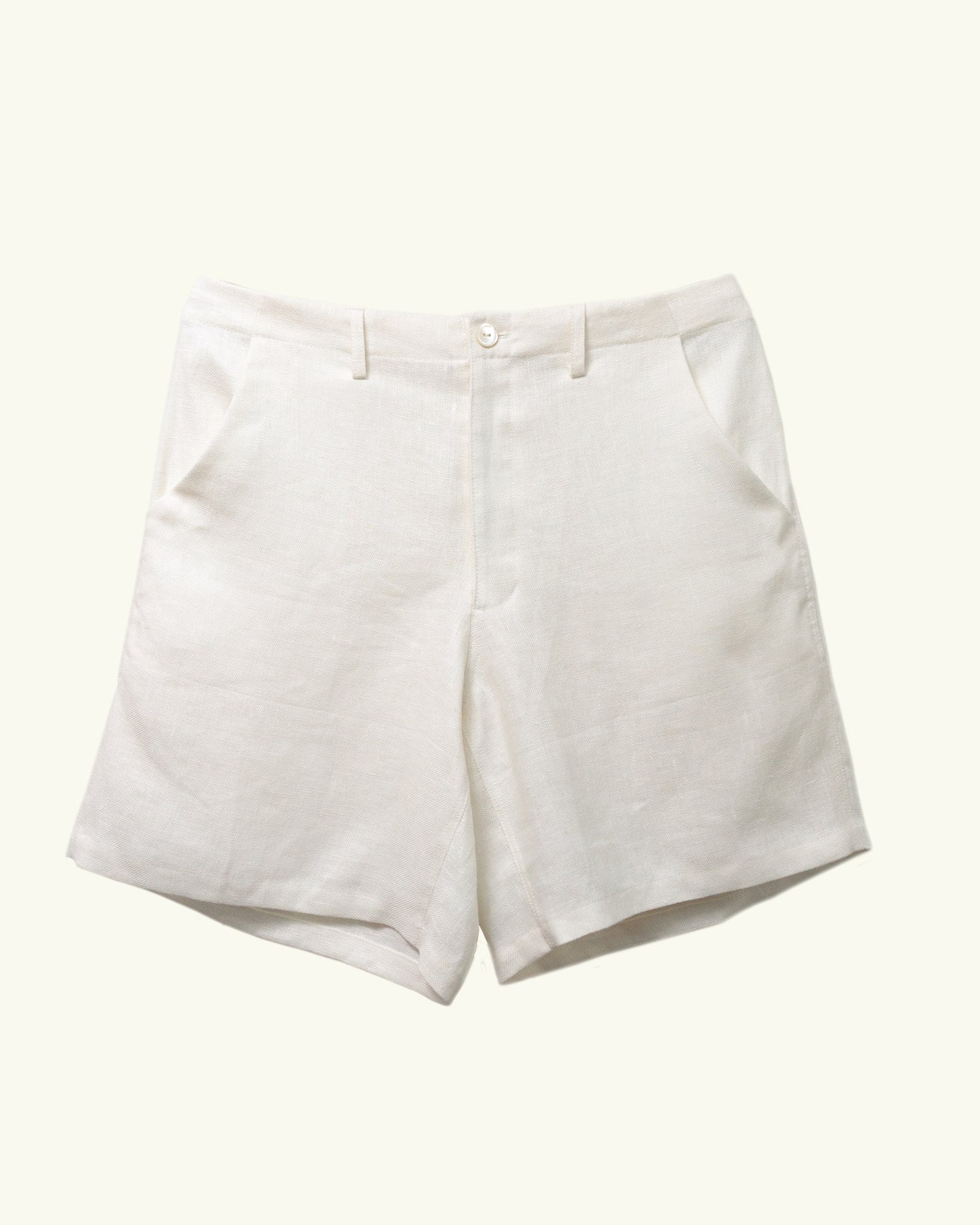 HEAVY LINEN RESORT SHORT PANTS  -WHITE-