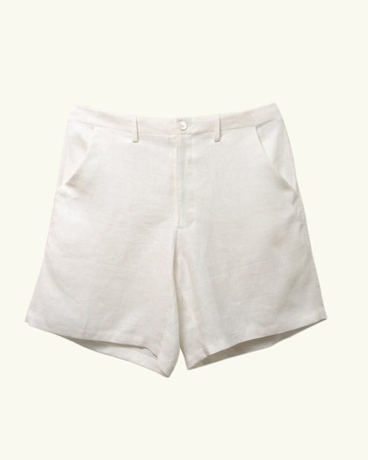 HEAVY LINEN RESORT SHORT PANTS  -WHITE-