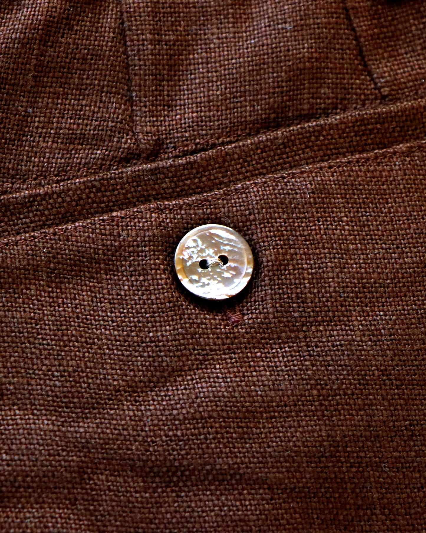 HEAVY LINEN RESORT SHORT PANTS  -BROWN-