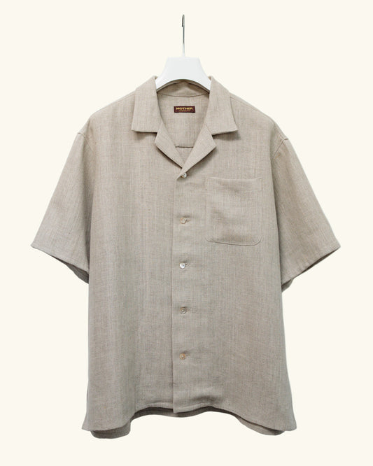 HEAVY LINEN RESORT S/S SHIRT  -NATURAL-